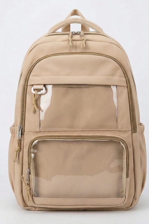 Large Yellow Kawaii Y2K Ita Backpack with Clear Window for Photocards and Pins