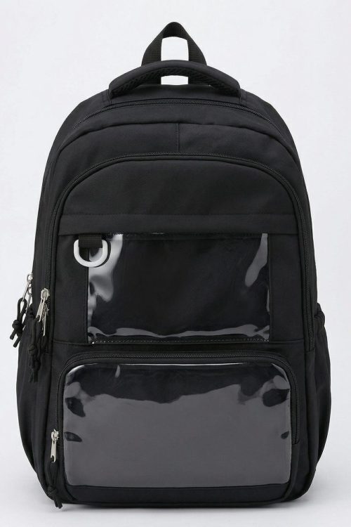 Large Yellow Kawaii Y2K Ita Backpack with Clear Window for Photocards and Pins