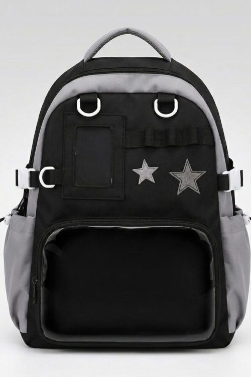 Large Yellow Kawaii Y2K Ita Backpack with Clear Window for Photocards and Pins