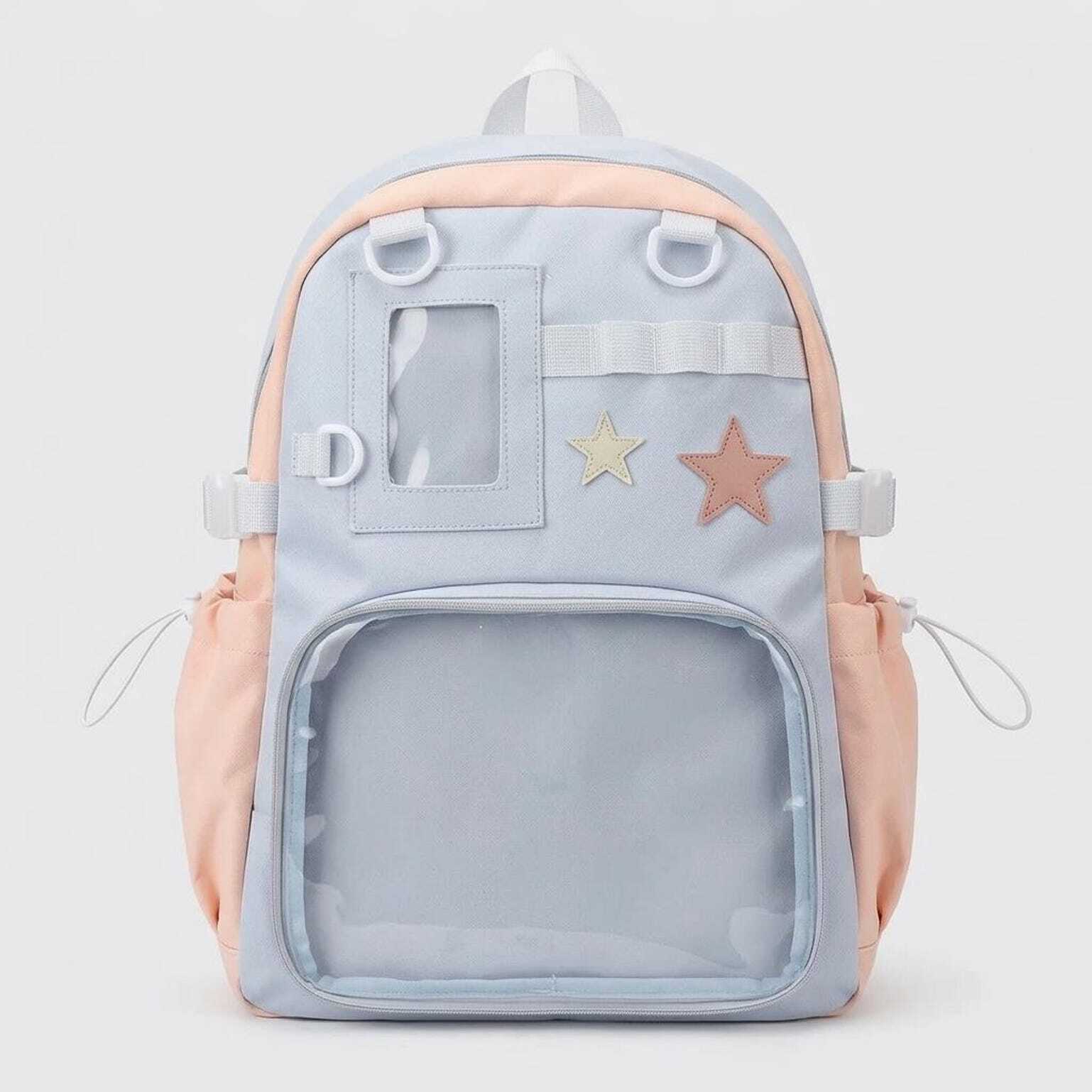 Large Yellow Kawaii Y2K Ita Backpack with Clear Window for Photocards and Pins Large Yellow Kawaii Y2K Ita Backpack with Clear Window for Photocards and Pins