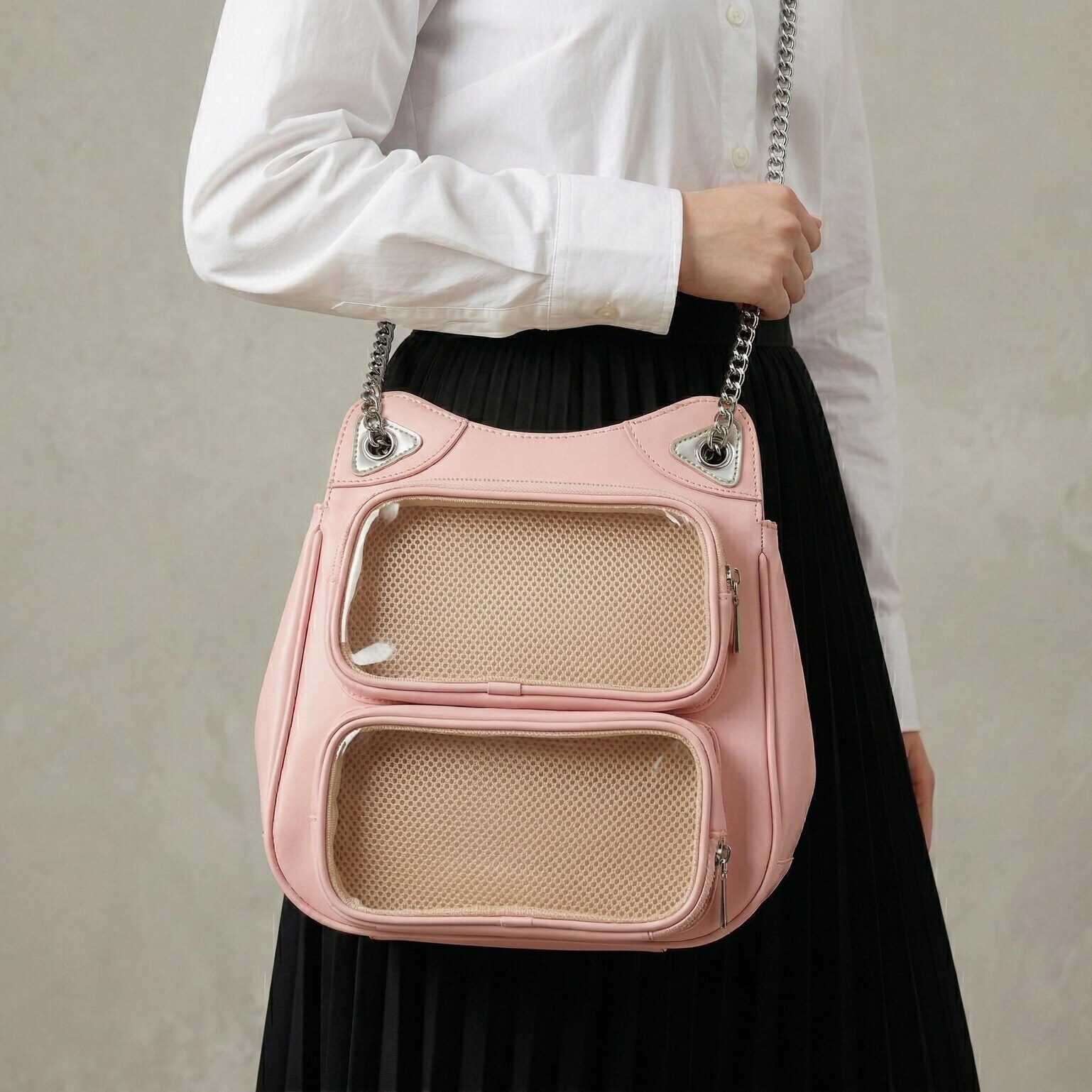 Large Yellow Kawaii Y2K Ita Backpack with Clear Window for Photocards and Pins Large Yellow Kawaii Y2K Ita Backpack with Clear Window for Photocards and Pins