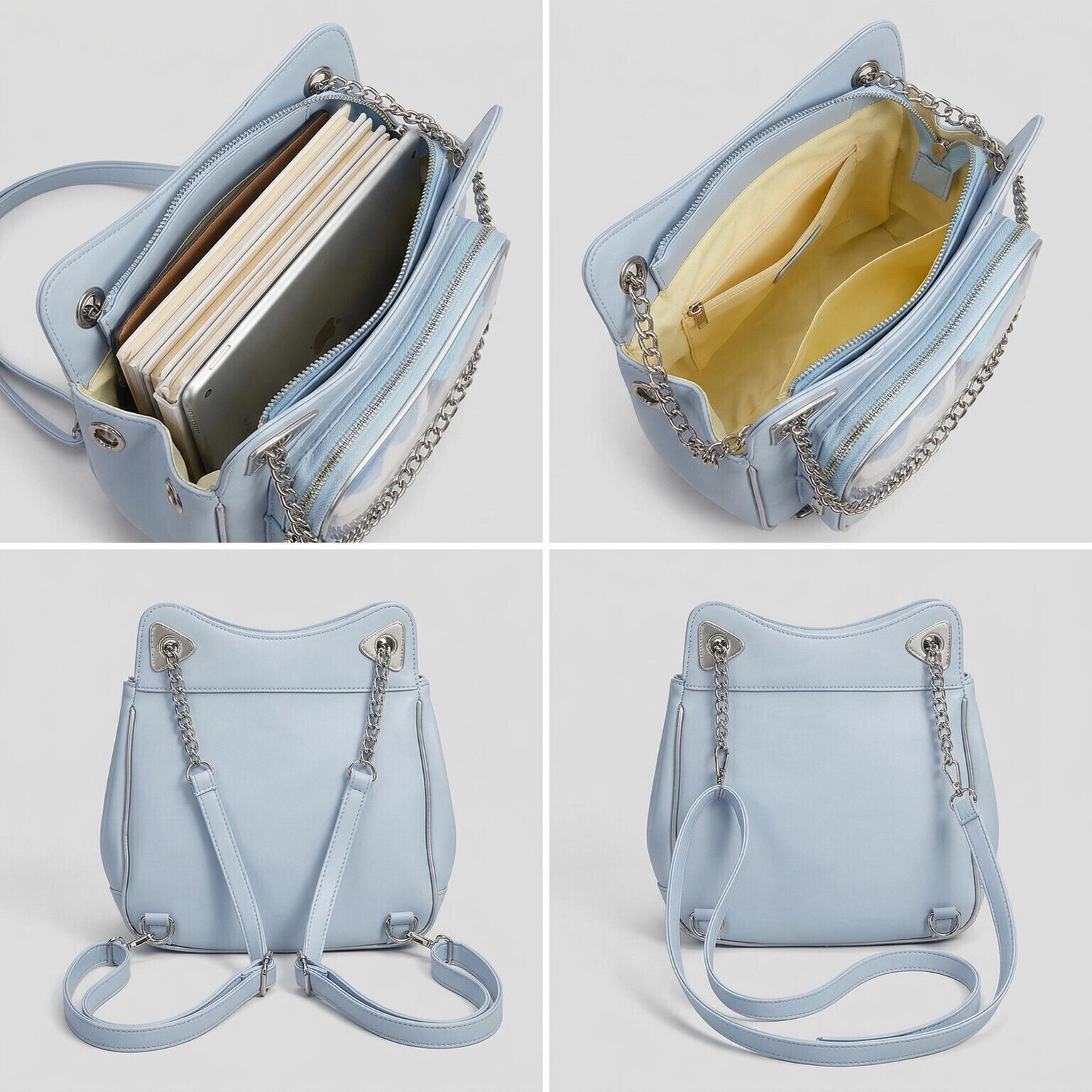 Large Yellow Kawaii Y2K Ita Backpack with Clear Window for Photocards and Pins Large Yellow Kawaii Y2K Ita Backpack with Clear Window for Photocards and Pins