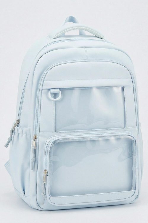 Large Yellow Kawaii Y2K Ita Backpack with Clear Window for Photocards and Pins