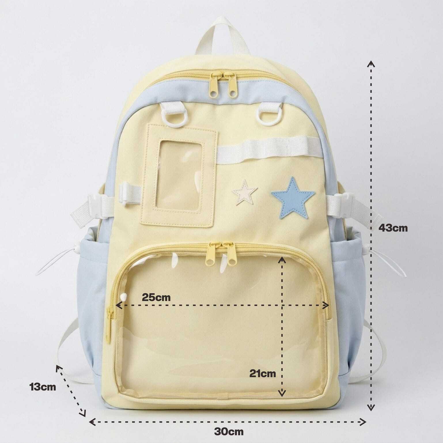 Large Yellow Kawaii Y2K Ita Backpack with Clear Window for Photocards and Pins Large Yellow Kawaii Y2K Ita Backpack with Clear Window for Photocards and Pins