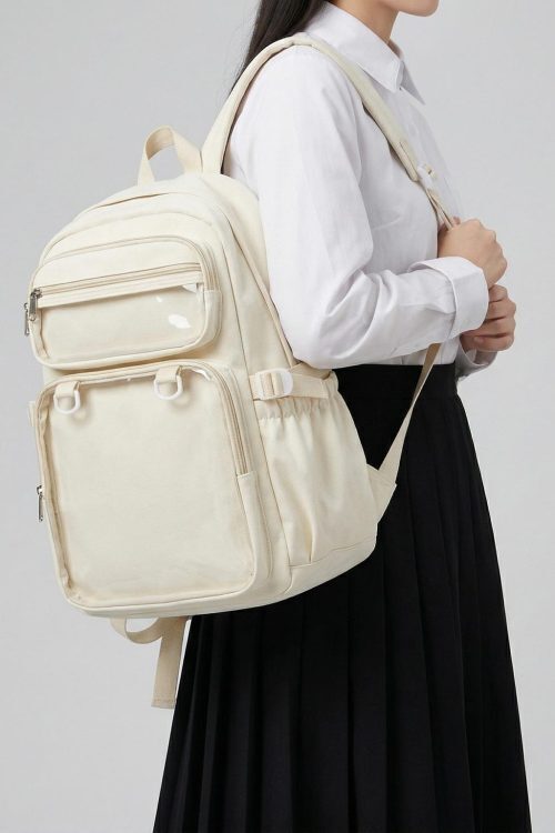 Large Yellow Kawaii Y2K Ita Backpack with Clear Window for Photocards and Pins