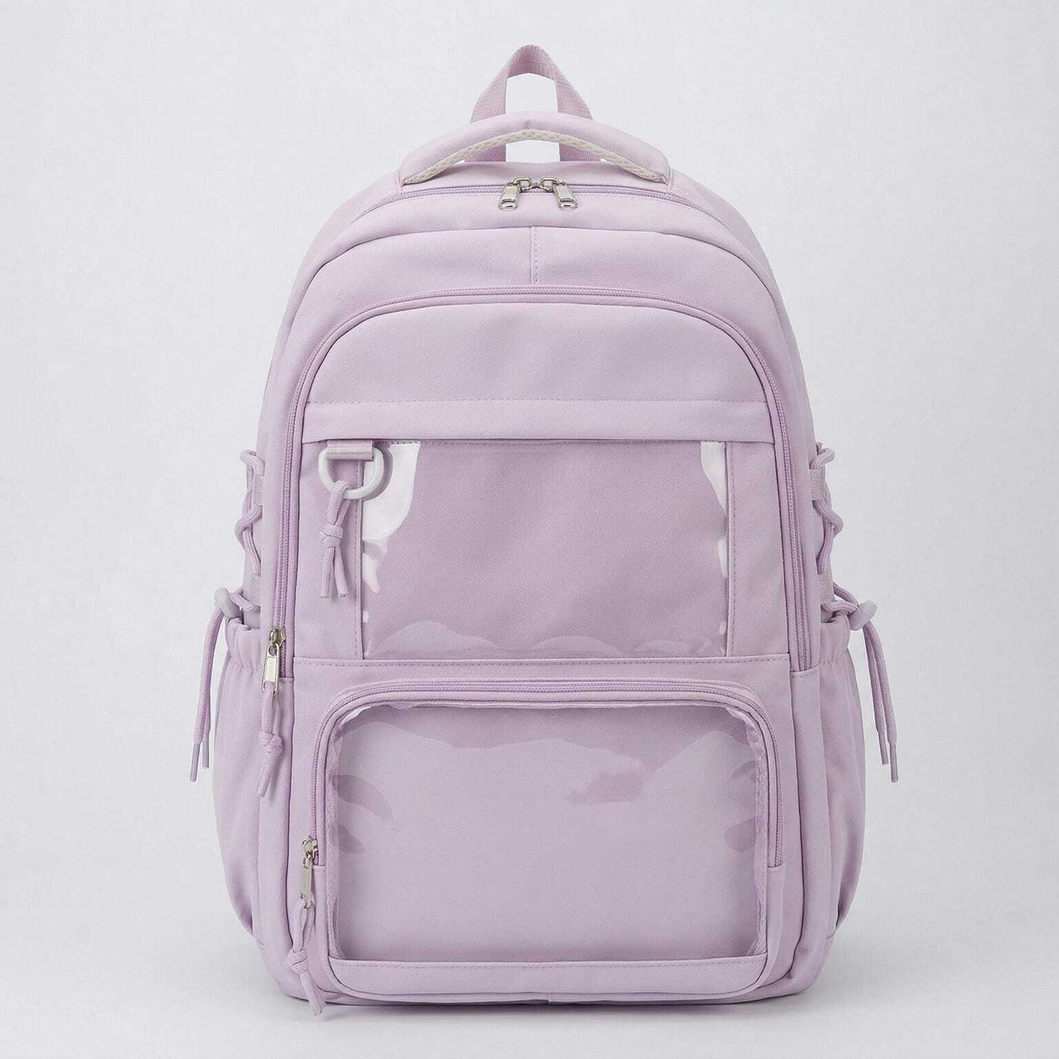 Large Yellow Kawaii Y2K Ita Backpack with Clear Window for Photocards and Pins Large Yellow Kawaii Y2K Ita Backpack with Clear Window for Photocards and Pins