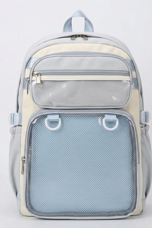 Large Yellow Kawaii Y2K Ita Backpack with Clear Window for Photocards and Pins