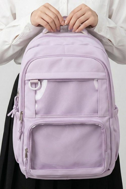 Large Yellow Kawaii Y2K Ita Backpack with Clear Window for Photocards and Pins