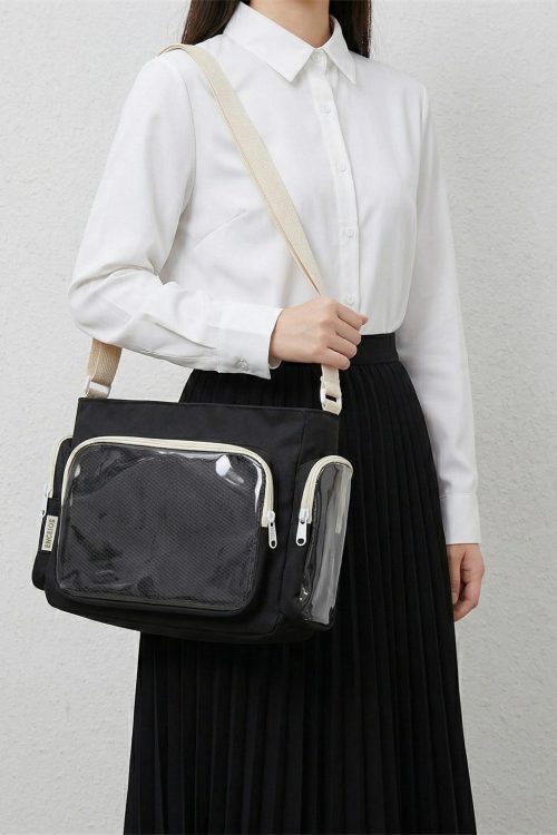 Large Yellow Kawaii Y2K Ita Backpack with Clear Window for Pin Display