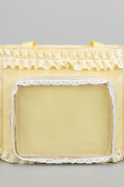 Large Yellow Kawaii Y2K Ita Backpack with Clear Window for Pin Display