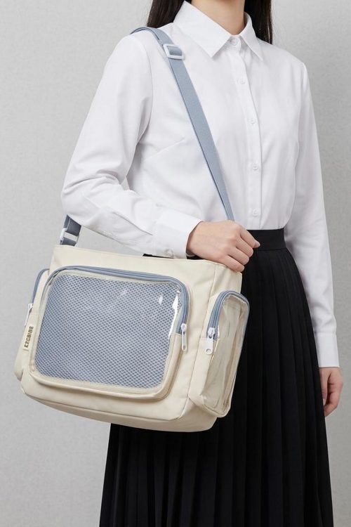 Large Yellow Kawaii Y2K Ita Backpack with Clear Window for Pin Display