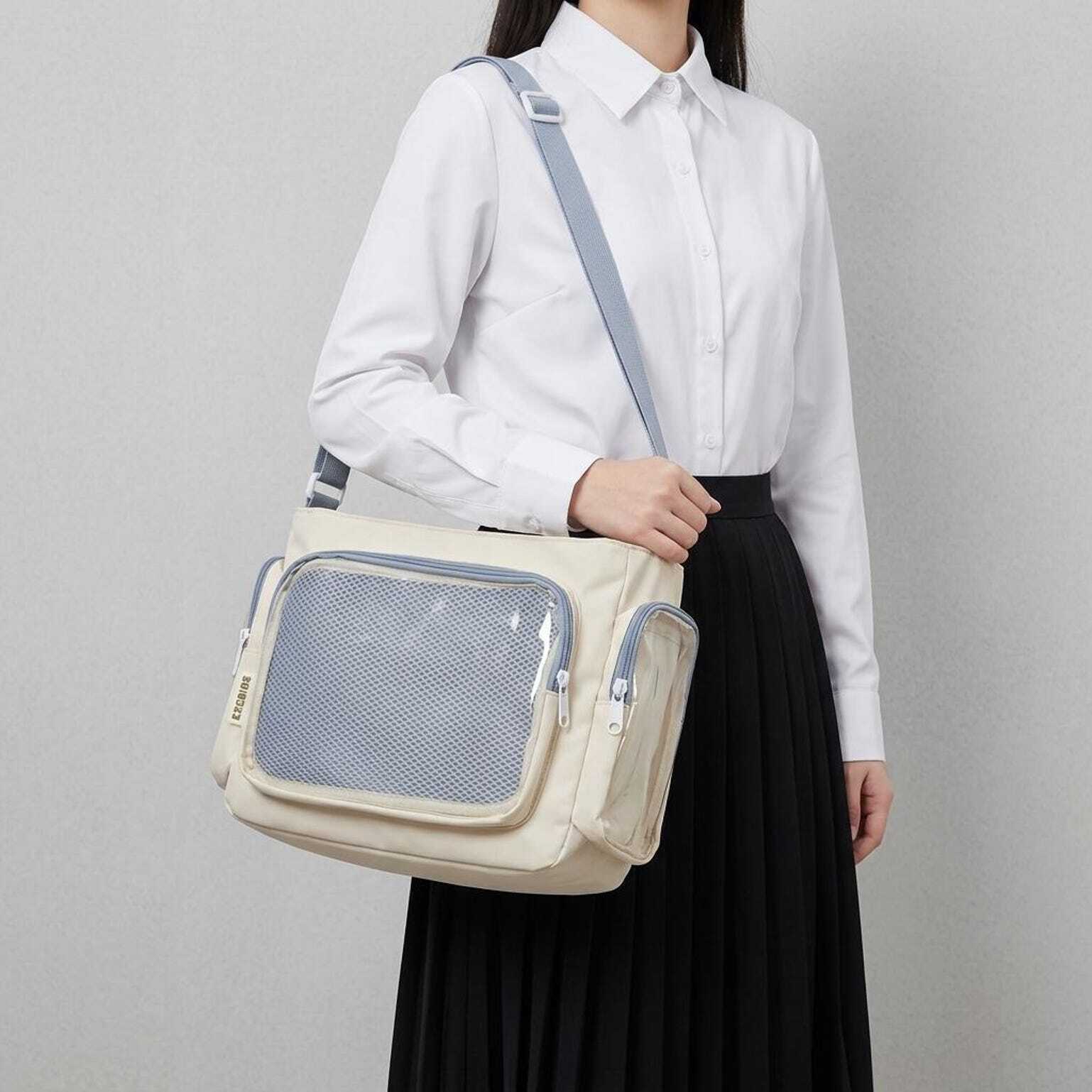 Large Yellow Kawaii Y2K Ita Backpack with Clear Window for Pin Display Large Yellow Kawaii Y2K Ita Backpack with Clear Window for Pin Display