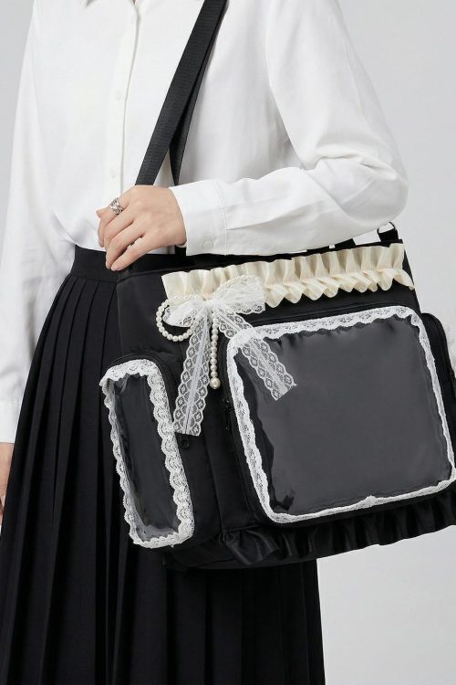 Large Yellow Kawaii Y2K Ita Backpack with Clear Window for Pin Display