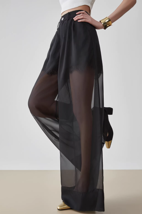 Layer Sheer High-Waist Pants