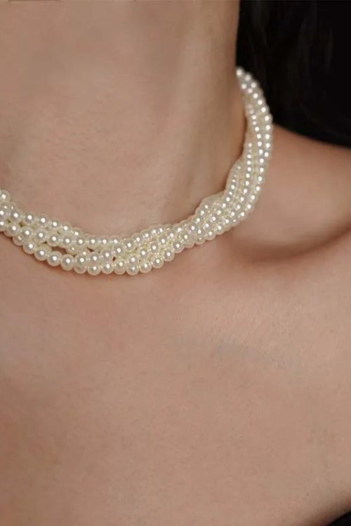 Layered Pearl Choker Necklace