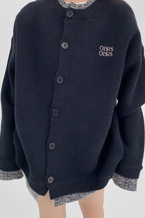 Layered Style Round Neck Knit Cardigan