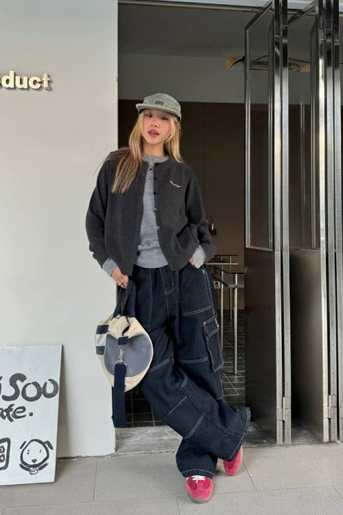 Layered Style Round Neck Knit Cardigan