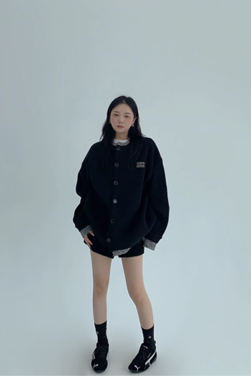 Layered Style Round Neck Knit Cardigan