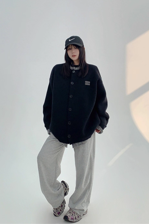 Layered Style Round Neck Knit Cardigan