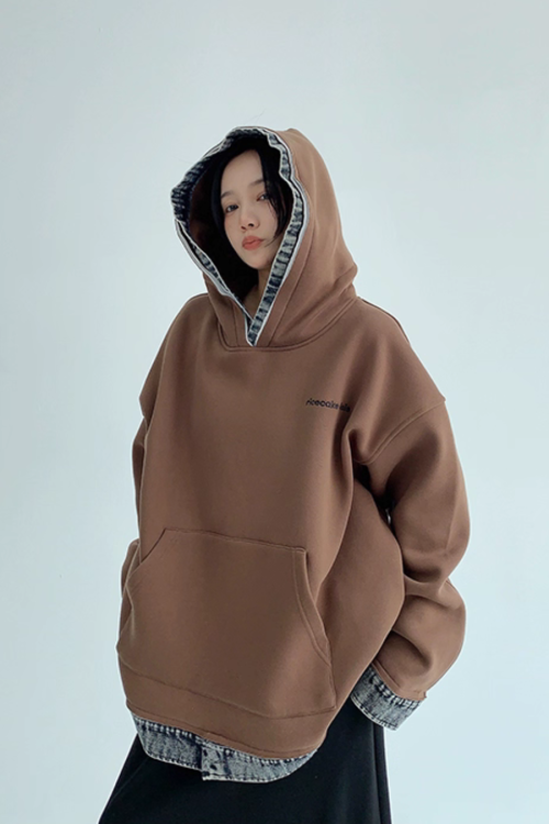 Layered-Style Sweatshirt Hoodie