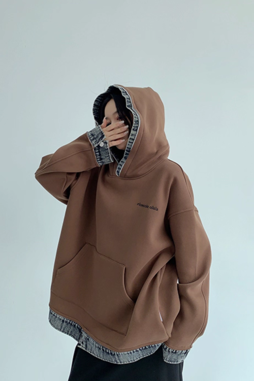 Layered-Style Sweatshirt Hoodie