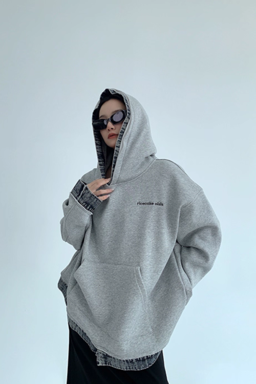Layered-Style Sweatshirt Hoodie