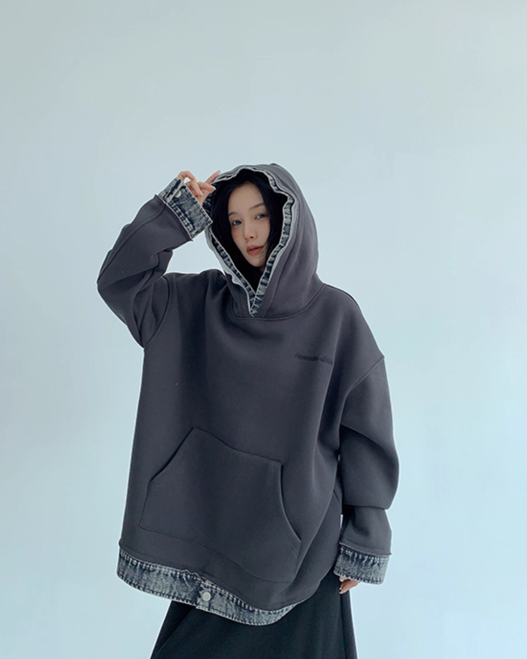 Layered-Style Sweatshirt Hoodie Layered-Style Sweatshirt Hoodie