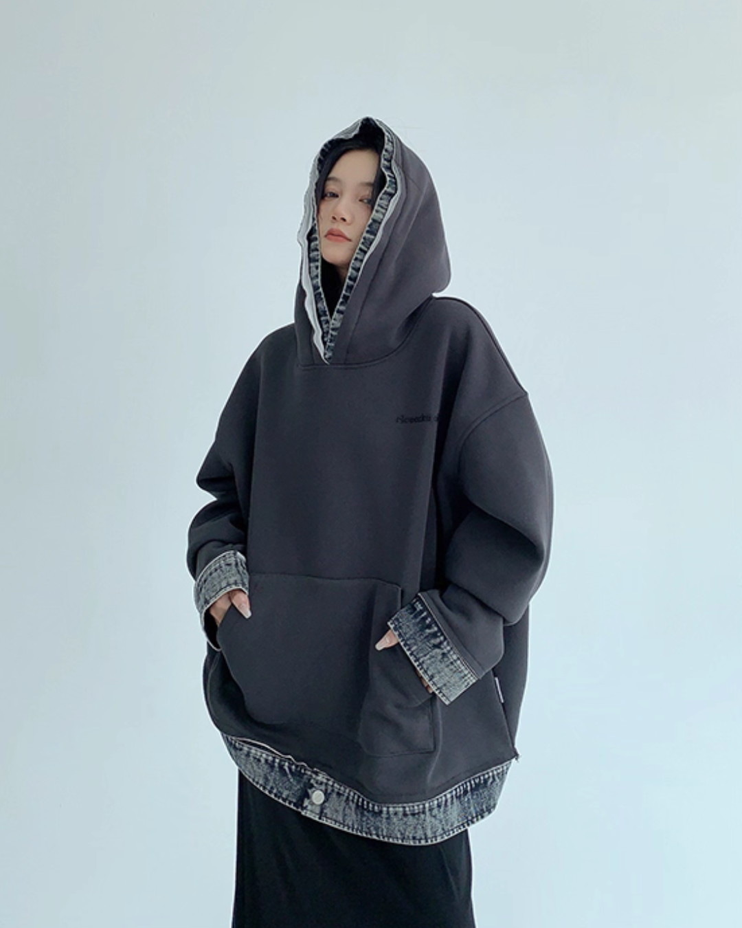 Layered-Style Sweatshirt Hoodie Layered-Style Sweatshirt Hoodie