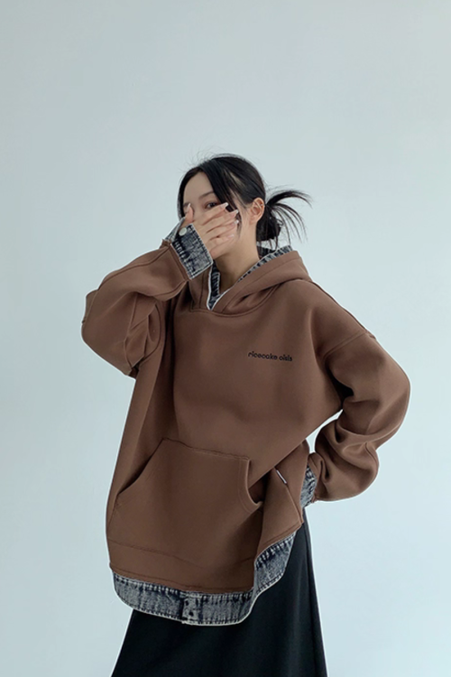 Layered-Style Sweatshirt Hoodie