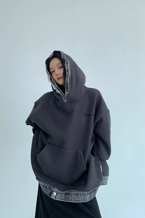 Layered-Style Sweatshirt Hoodie