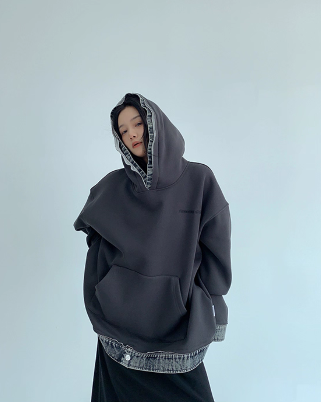 Layered-Style Sweatshirt Hoodie Layered-Style Sweatshirt Hoodie