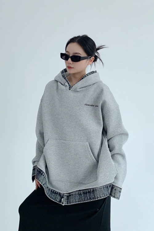 Layered-Style Sweatshirt Hoodie