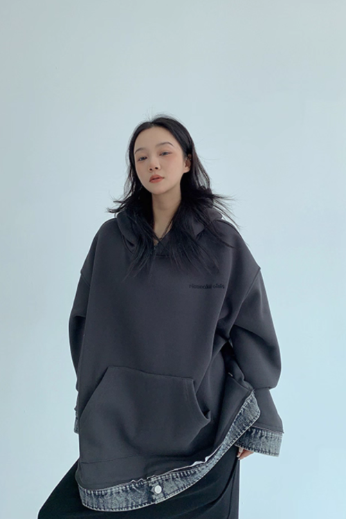 Layered-Style Sweatshirt Hoodie
