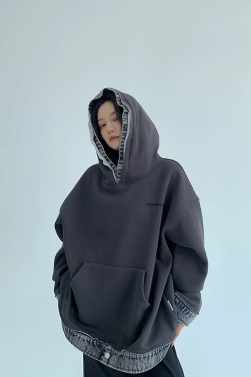 Layered-Style Sweatshirt Hoodie