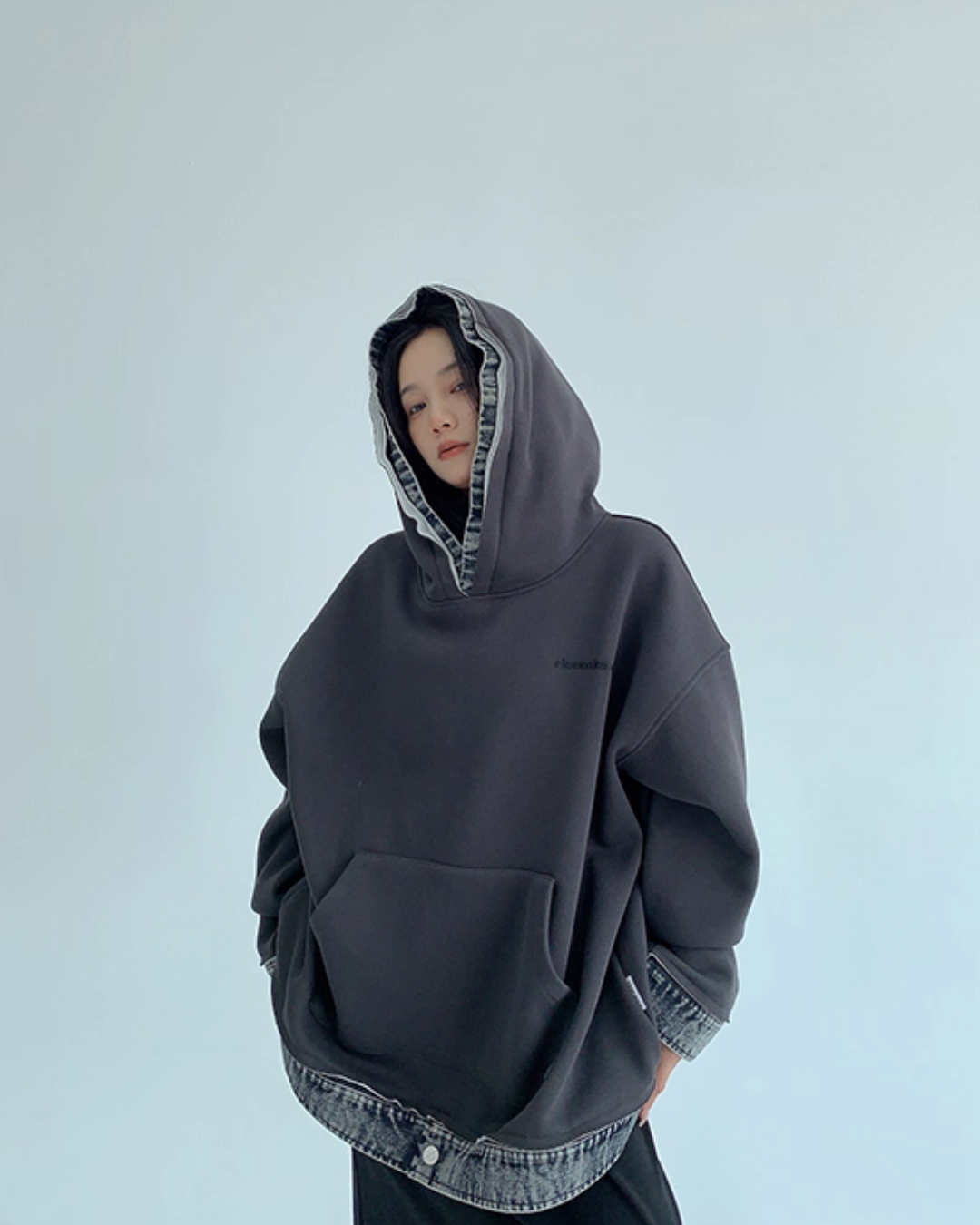 Layered-Style Sweatshirt Hoodie Layered-Style Sweatshirt Hoodie