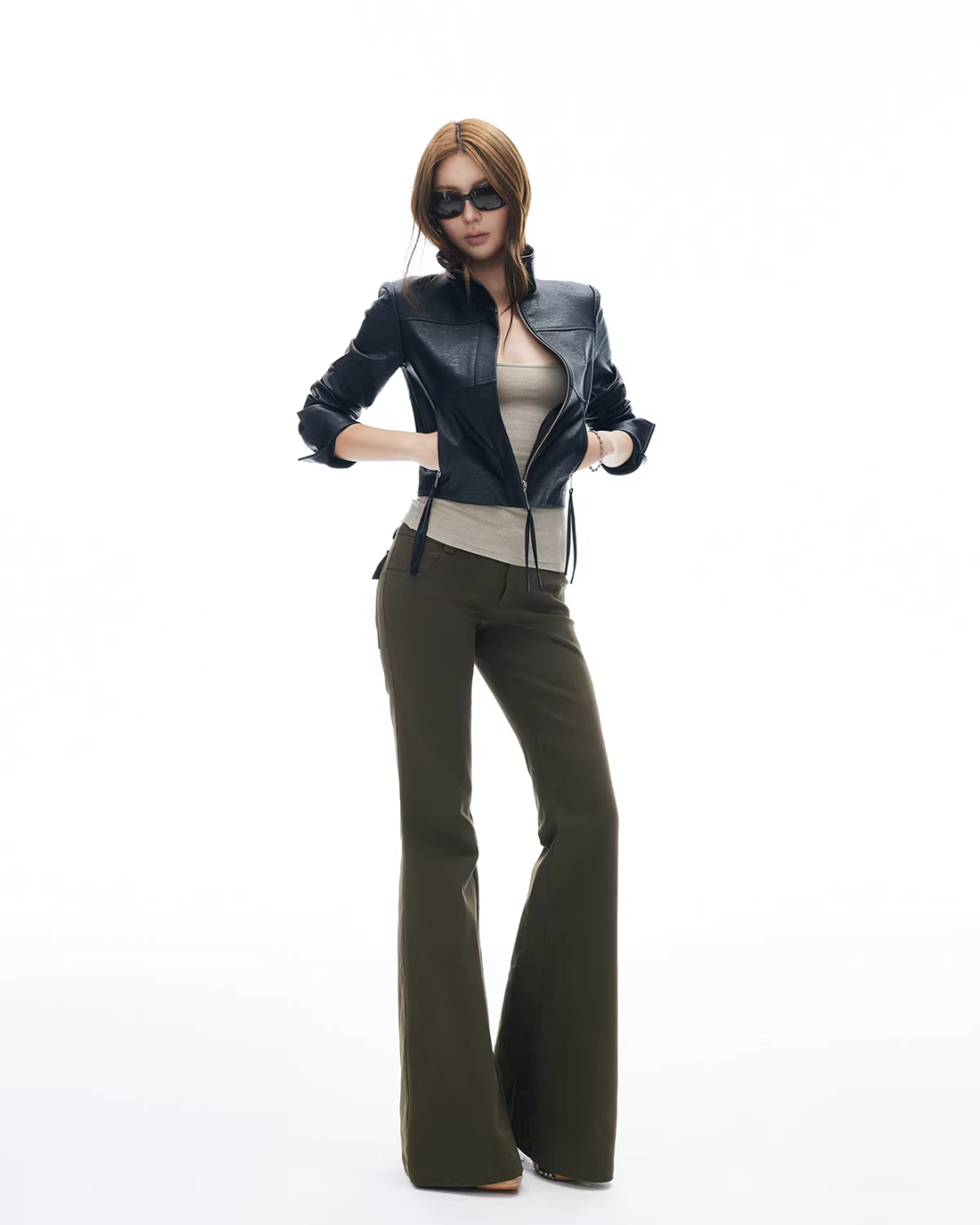 Leather Stand Collar Short Jacket Leather Stand Collar Short Jacket