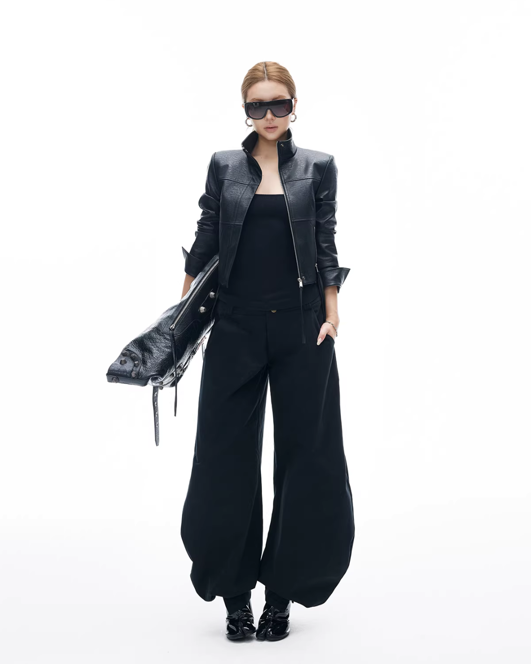 Leather Stand Collar Short Jacket Leather Stand Collar Short Jacket