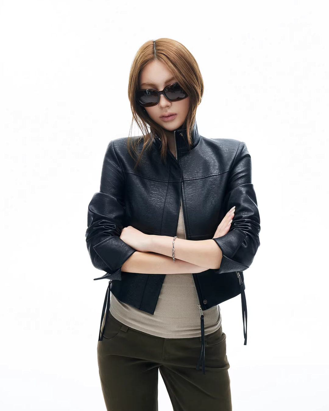 Leather Stand Collar Short Jacket Leather Stand Collar Short Jacket