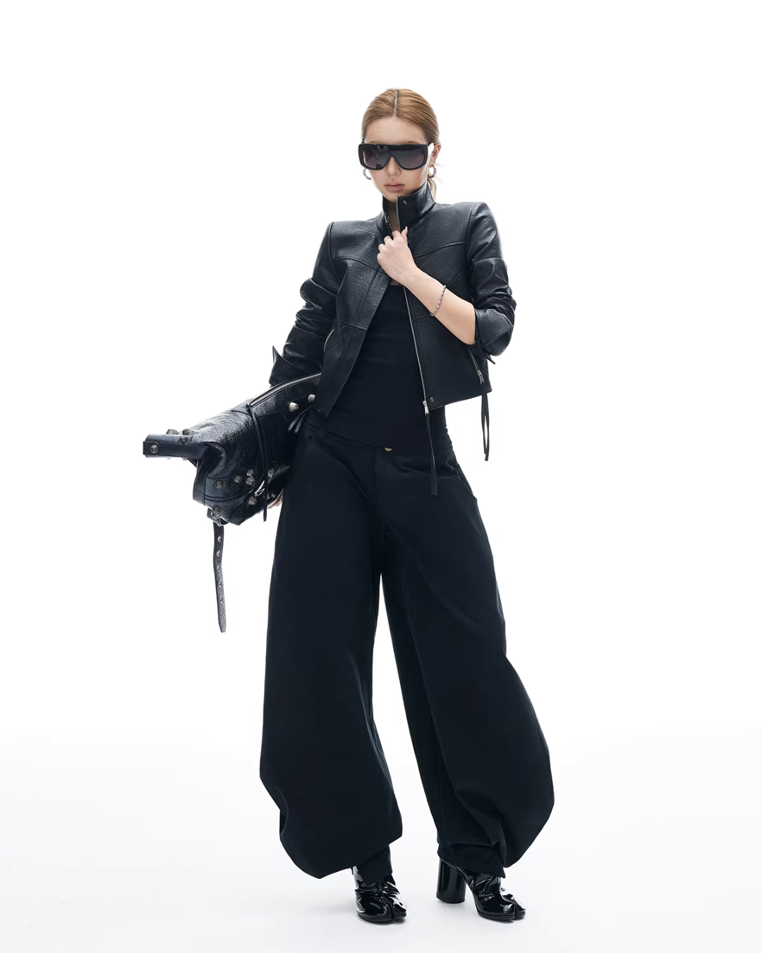 Leather Stand Collar Short Jacket Leather Stand Collar Short Jacket