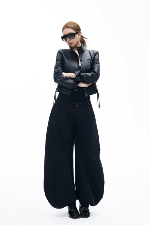 Leather Stand Collar Short Jacket