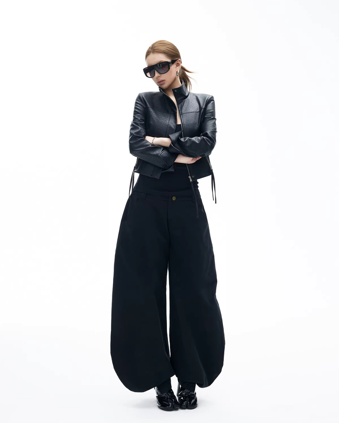 Leather Stand Collar Short Jacket Leather Stand Collar Short Jacket