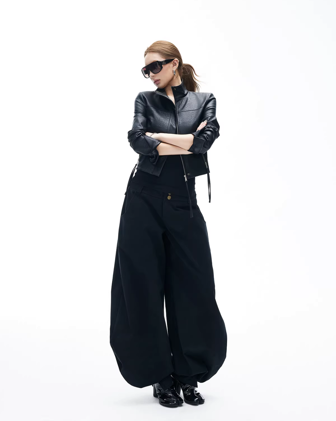 Leather Stand Collar Short Jacket Leather Stand Collar Short Jacket