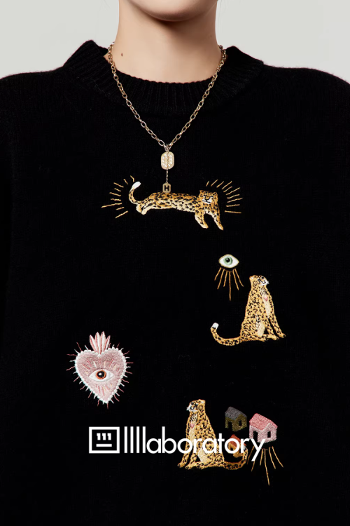 Leopard Embroidery Loose Knit