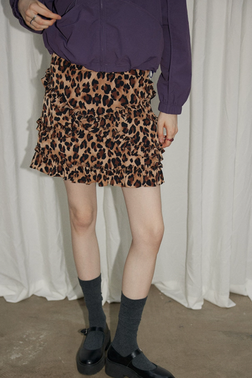 Leopard Frill Mini Skirt