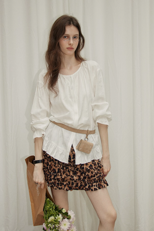 Leopard Frill Mini Skirt
