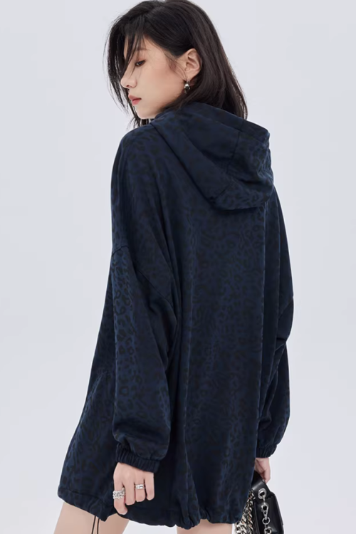 Leopard Print Hood Shoulder Dress