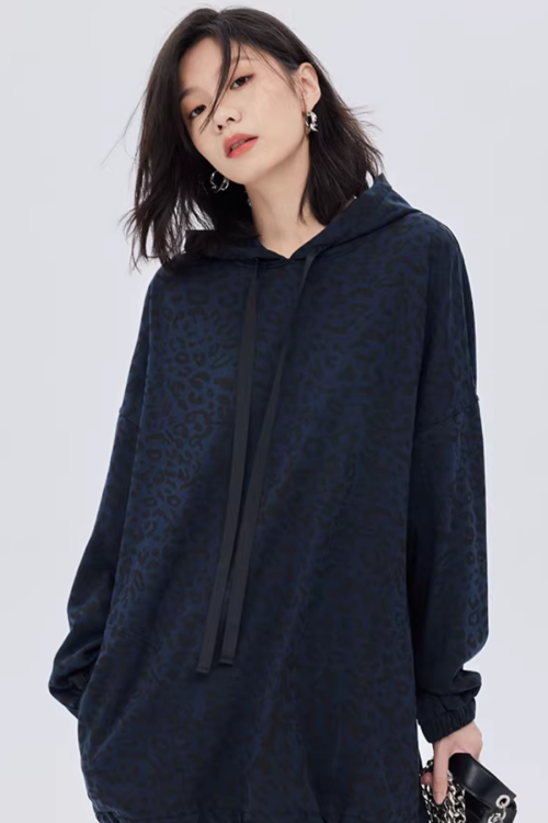 Leopard Print Hood Shoulder Dress