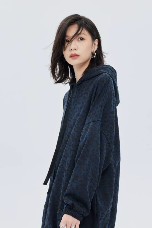 Leopard Print Hood Shoulder Dress