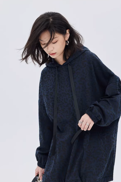 Leopard Print Hood Shoulder Dress