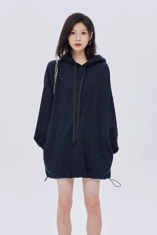 Leopard Print Hood Shoulder Dress